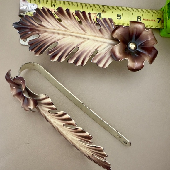MCM Curtain Tiebacks Metal (2) 🌺 Flower leaf design Vintage - Picture 4 of 6